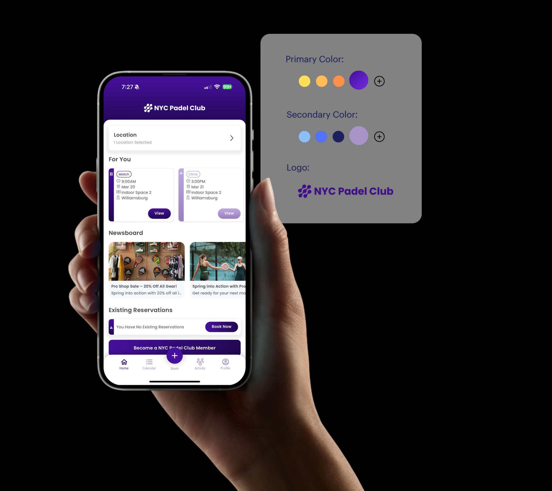 Serve white-labeled mobile app and club branding controls